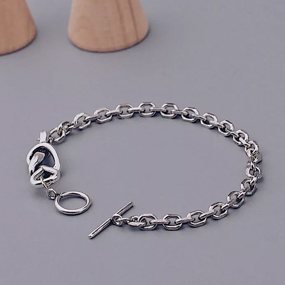 Sterling Silver Knot Minimalist Bracelet - Picture 4 of 6